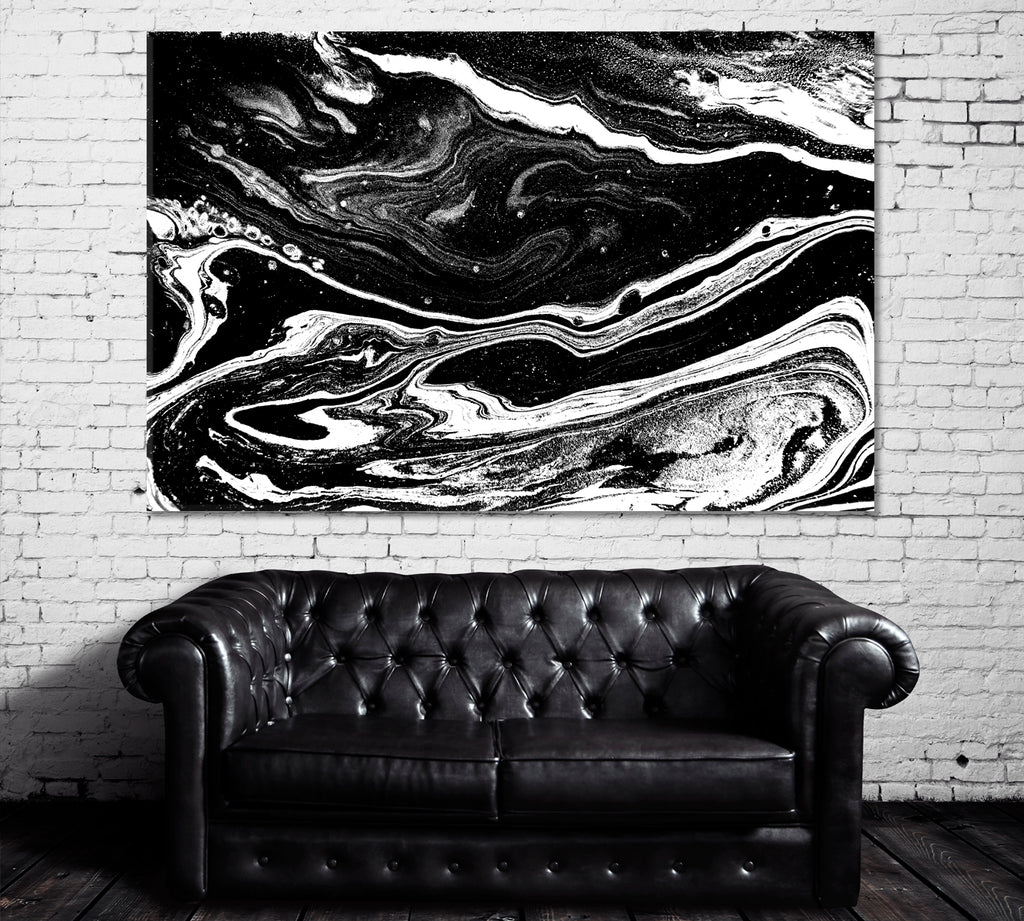 Abstract Black Marble Pattern Canvas Print ArtLexy 1 Panel 24"x16" inches 