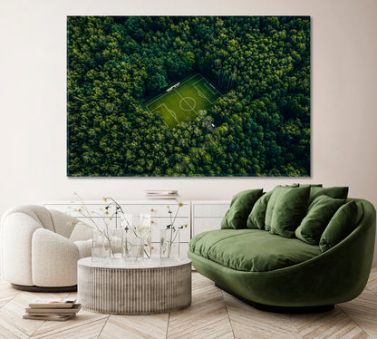 Football Field in Forest Canvas Print ArtLexy 1 Panel 24"x16" inches 