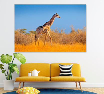 Giraffe in Botswana Africa Canvas Print ArtLexy 1 Panel 24"x16" inches 