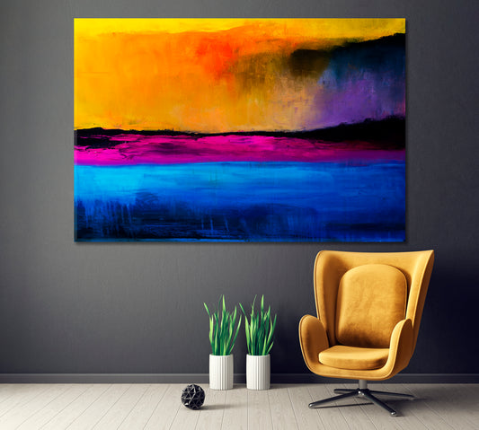 Abstract Contemporary Colorful Brushstrokes Canvas Print ArtLexy 1 Panel 24"x16" inches 