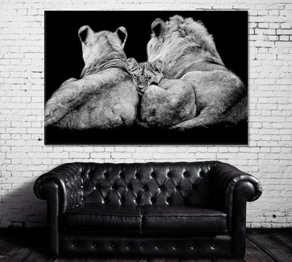 Lion Family Canvas Print ArtLexy 1 Panel 24"x16" inches 