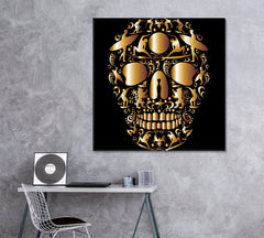 Golden Skull with Surfers Canvas Print ArtLexy   