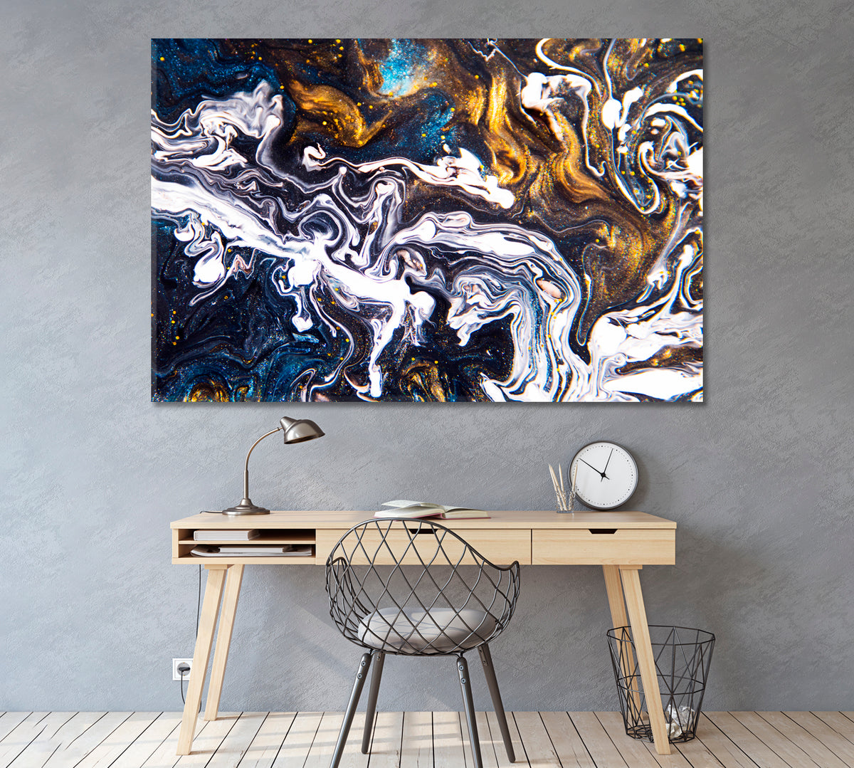 Abstract Acrylic Fluid Painting Canvas Print ArtLexy 1 Panel 24"x16" inches 