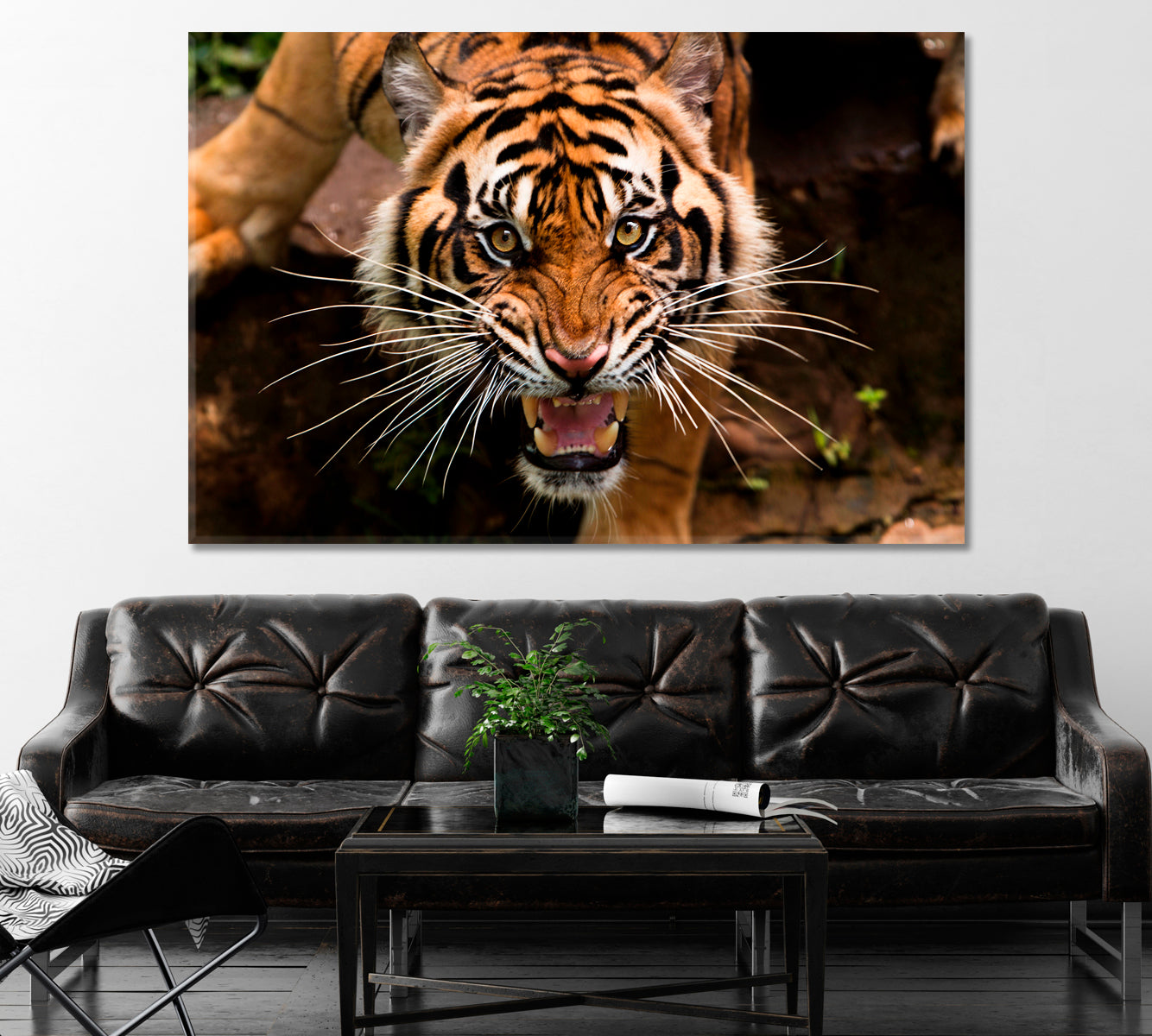 Angry Sumatran Tiger Canvas Print ArtLexy 1 Panel 24"x16" inches 