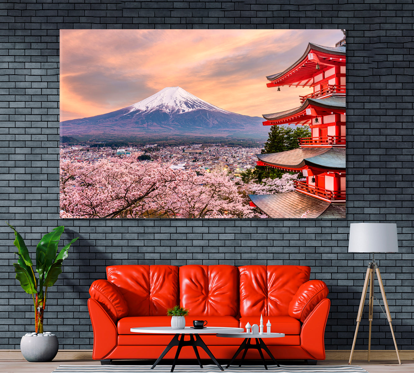 Chureito Pagoda and Mountain Fuji Fujiyoshida Japan Canvas Print ArtLexy 1 Panel 24"x16" inches 