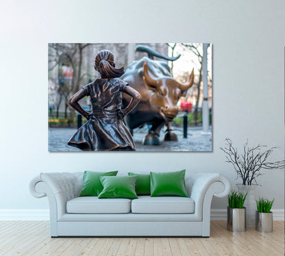 New York Wall Street Charging Bull Canvas Print ArtLexy 1 Panel 24"x16" inches 