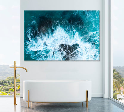 Crashing Waves on Rocks Atlantic Ocean New Zealand Canvas Print ArtLexy 1 Panel 24"x16" inches 