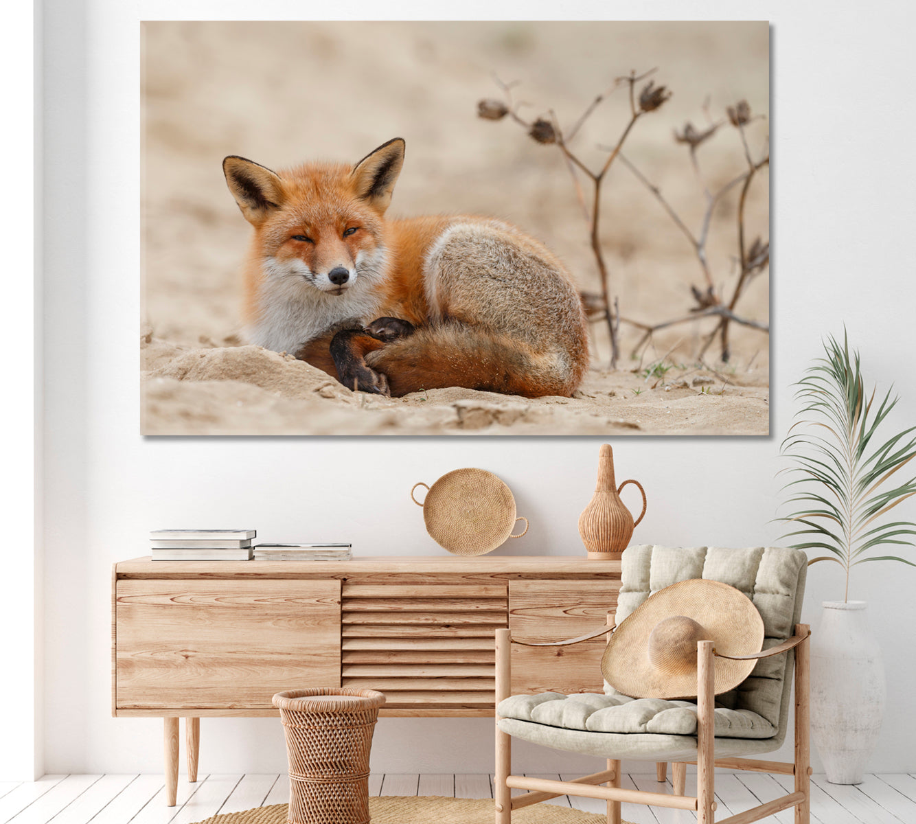 Wild Red Fox Canvas Print ArtLexy 1 Panel 24"x16" inches 