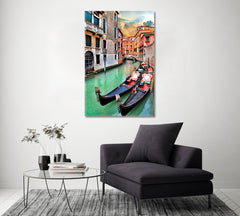 Venetian Canals and Gondolas Canvas Print ArtLexy   