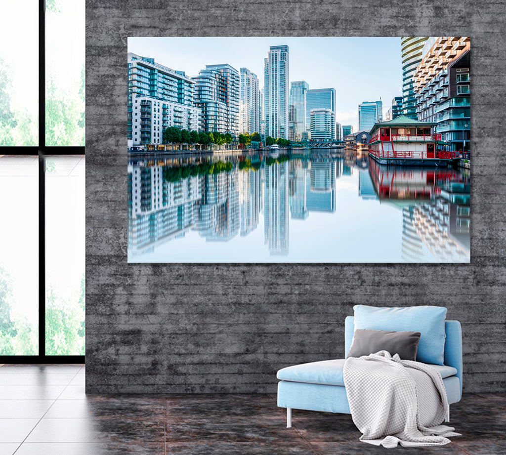 Canary Wharf Business District London Canvas Print ArtLexy 1 Panel 24"x16" inches 