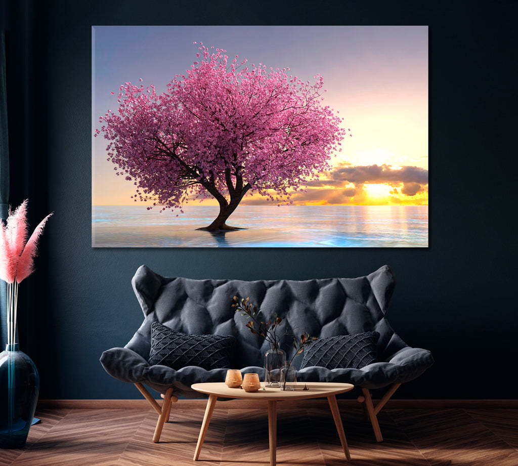 Beautiful Flowering Cherry Tree Canvas Print ArtLexy 1 Panel 24"x16" inches 