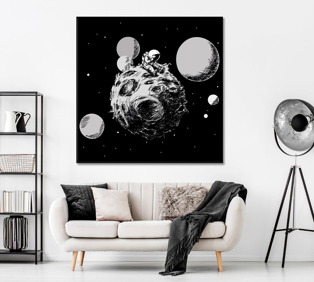 Wall Art Print, Astronaut black and white