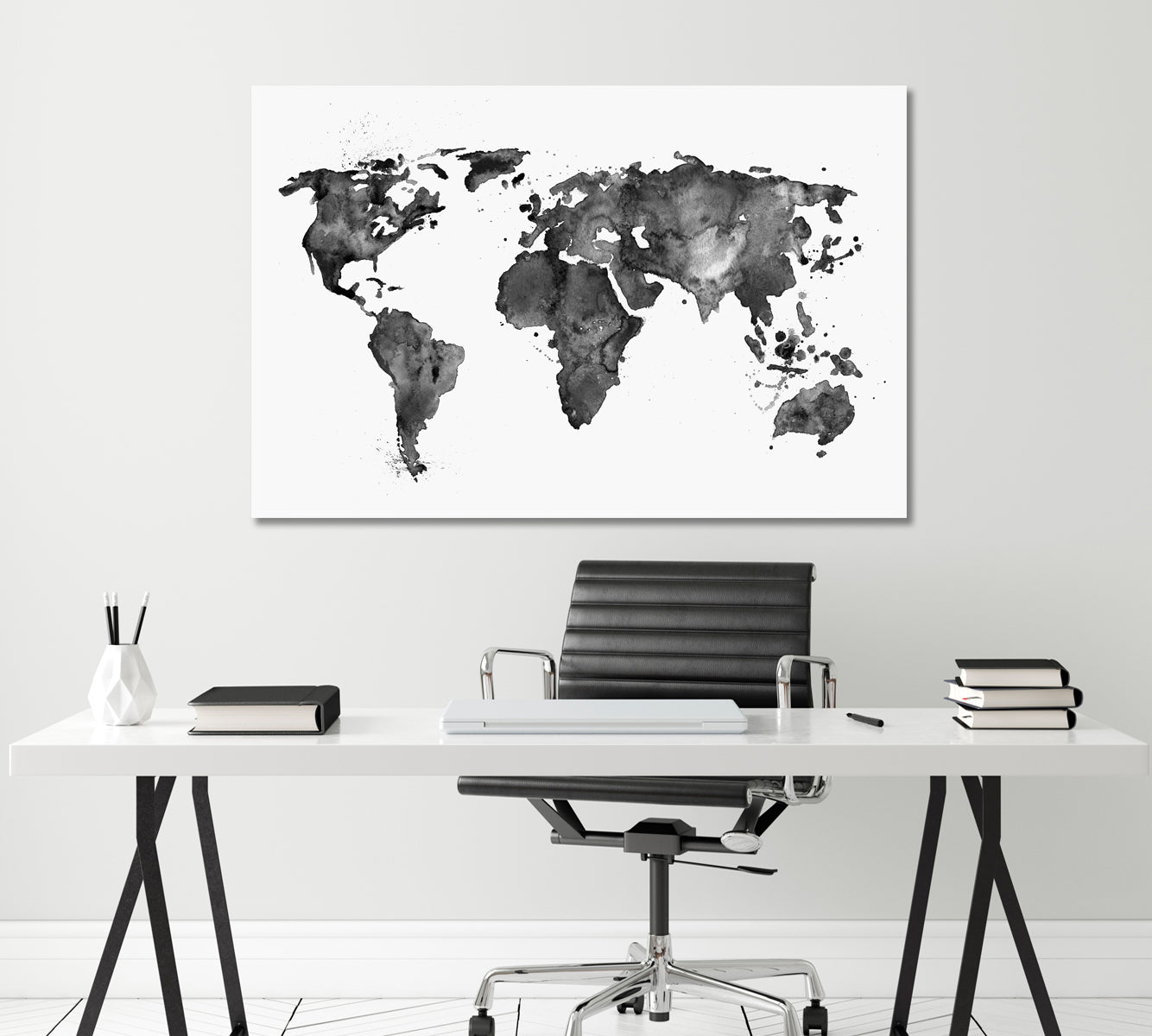 Abstract Black Map of the World Canvas Print ArtLexy   