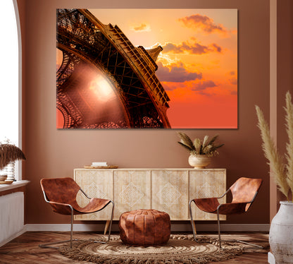 Eiffel Tower at Sunset Canvas Print ArtLexy 1 Panel 24"x16" inches 