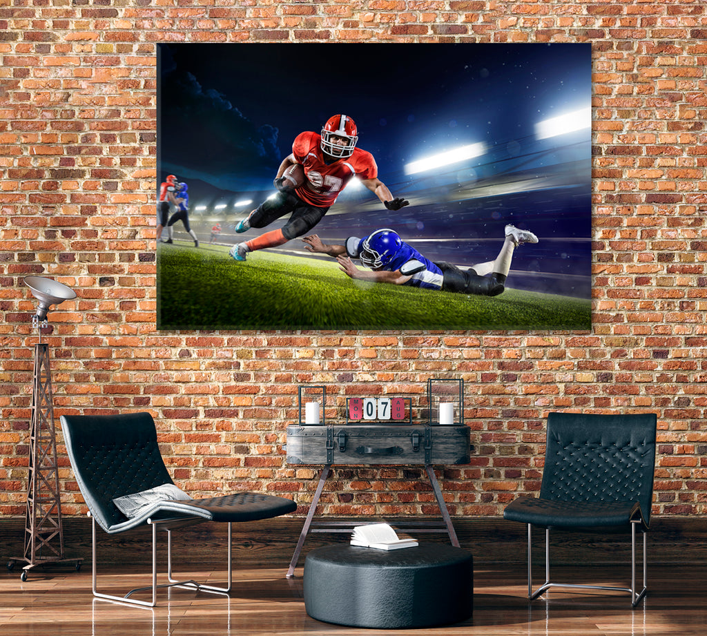 American Football Players in Action Canvas Print ArtLexy 1 Panel 24"x16" inches 