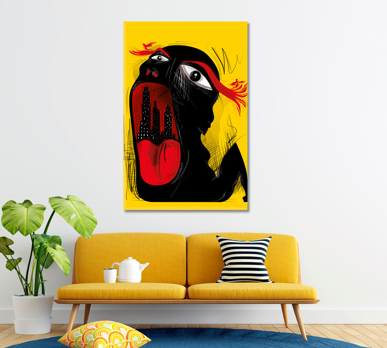 City in Mouth Contemporary Abstraction Canvas Print ArtLexy   