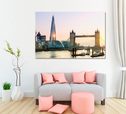 Shard and Tower Bridge London Canvas Print ArtLexy 1 Panel 24"x16" inches 