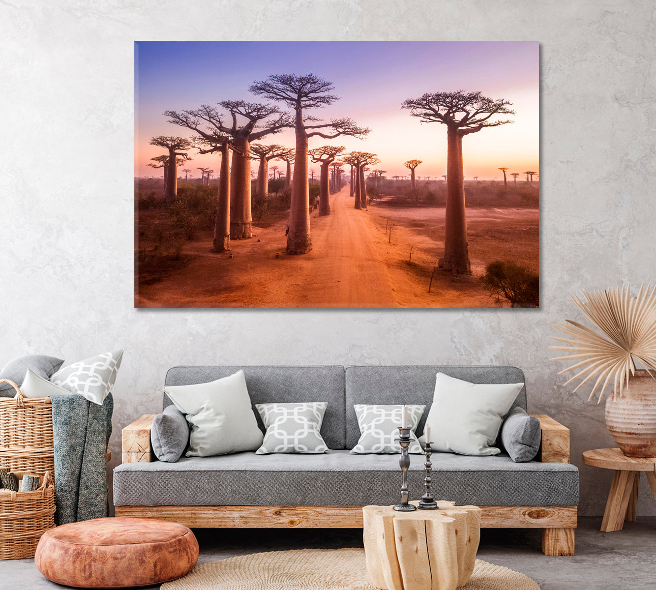 Avenue of Baobabs Madagascar Canvas Print ArtLexy 1 Panel 24"x16" inches 