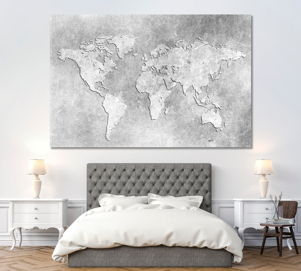 Minimalist World Map Canvas Print ArtLexy 1 Panel 24"x16" inches 