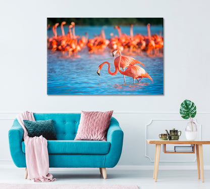Flock of Flamingos Canvas Print ArtLexy   