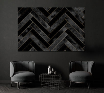Abstract Geometric Herringbone Pattern Canvas Print ArtLexy 1 Panel 24"x16" inches 