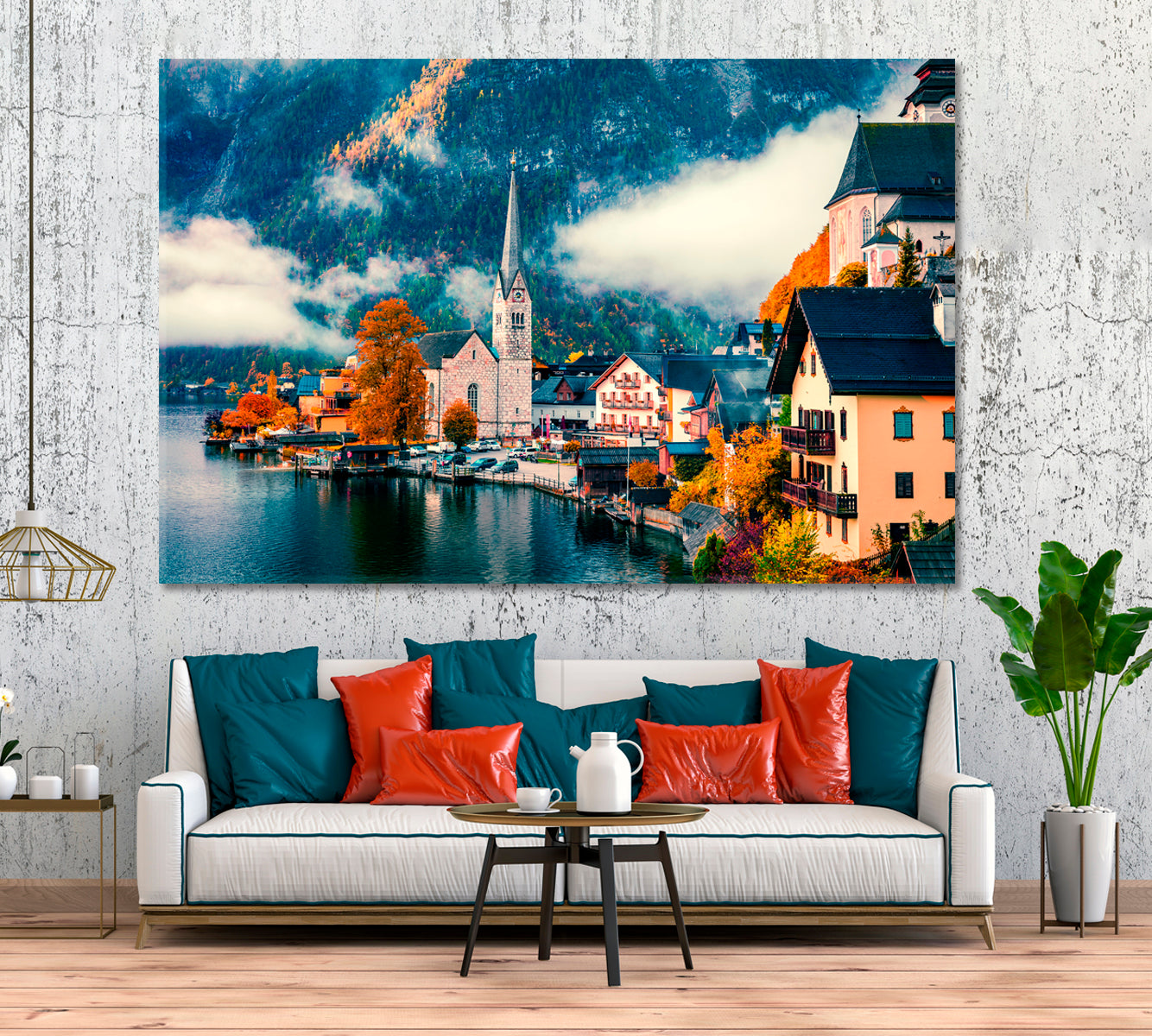 Hallstatt Lake Austria Canvas Print ArtLexy 1 Panel 24"x16" inches 