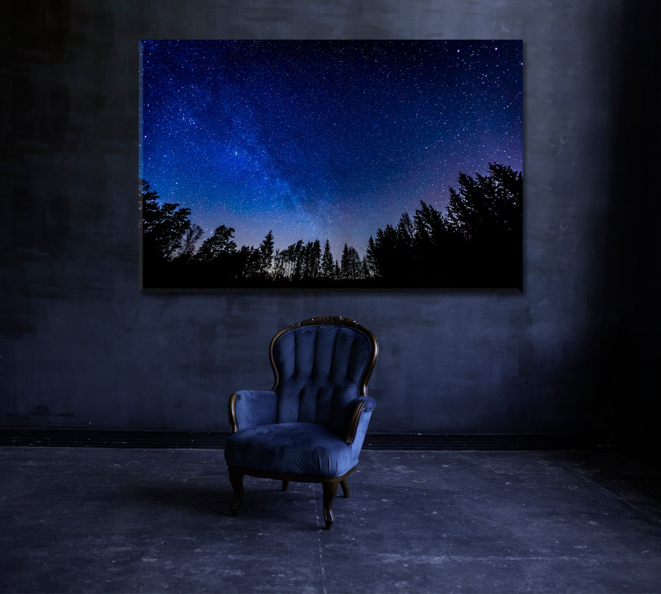 Beautiful Night Starry Sky Canvas Print ArtLexy 1 Panel 24"x16" inches 