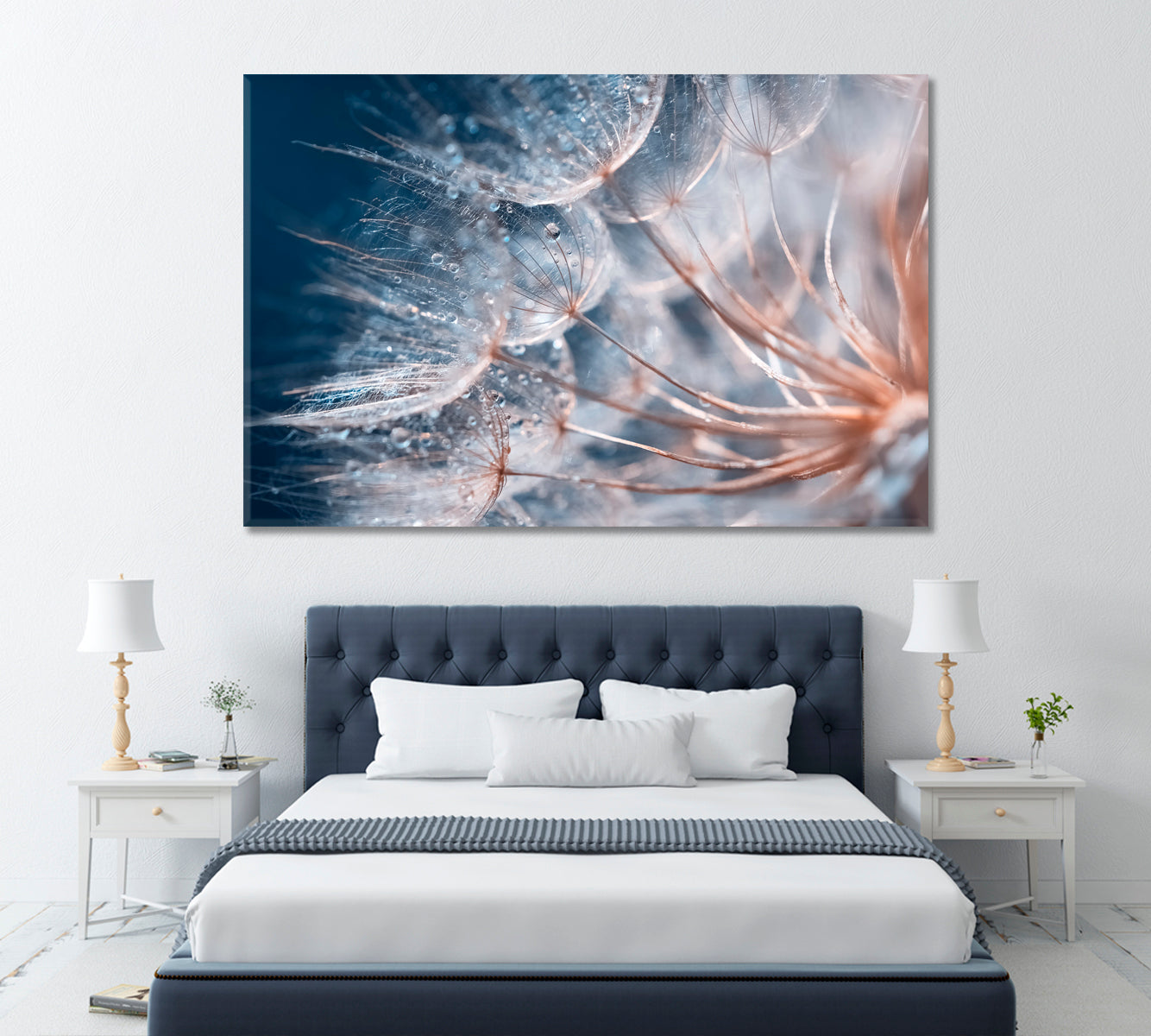 Dandelion with Water Drops Canvas Print ArtLexy 1 Panel 24"x16" inches 