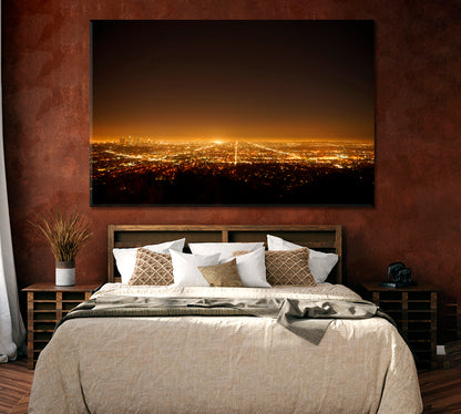 Los Angeles Downtown Skyline at Night Canvas Print ArtLexy 1 Panel 24"x16" inches 