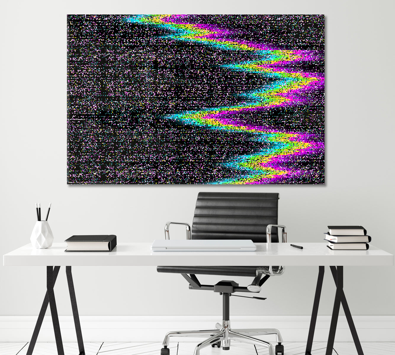 Pixel Noise Abstract Pattern TV Signal Fail Canvas Print ArtLexy 1 Panel 24"x16" inches 