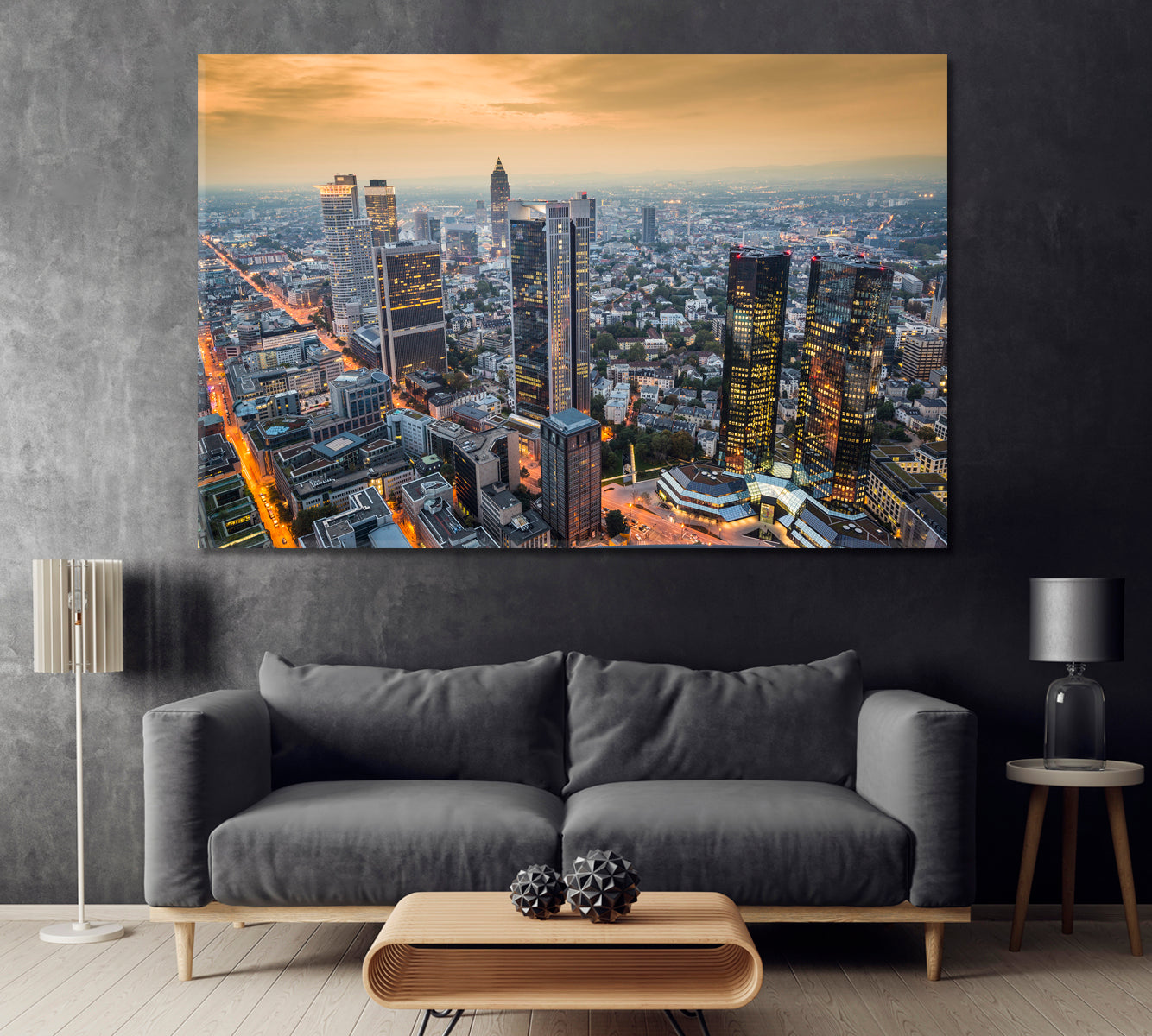 Cityscape of Frankfurt Germany Canvas Print ArtLexy 1 Panel 24"x16" inches 