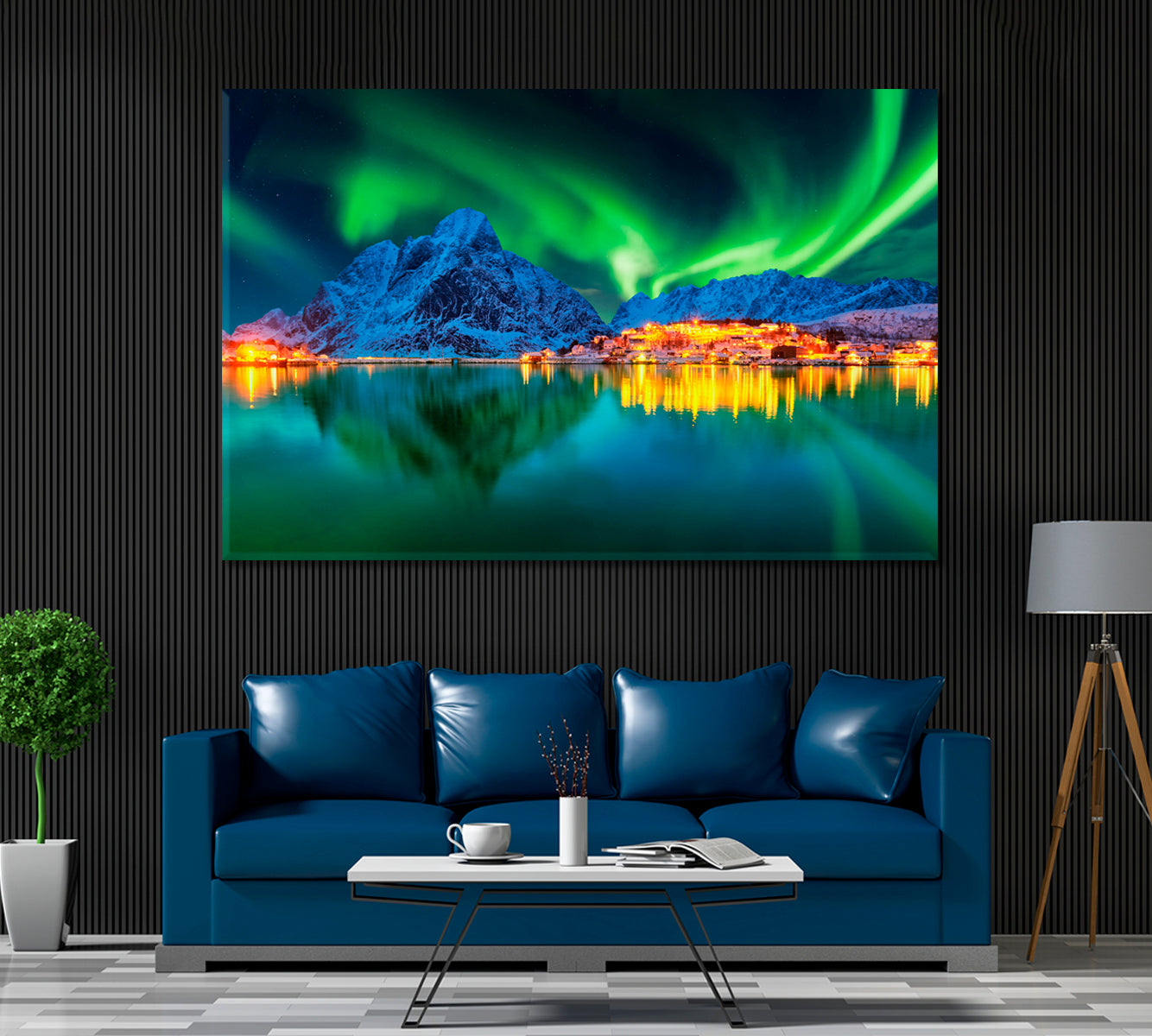 Aurora Borealis Landscape Lofotens Norway Canvas Print ArtLexy   