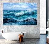 Modern Abstract Ocean Waves Canvas Print ArtLexy 1 Panel 24"x16" inches 