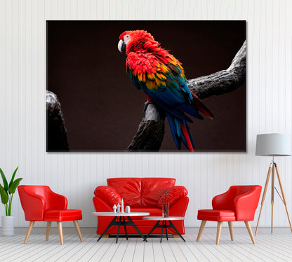 Red and Green Macaw Parrot Canvas Print ArtLexy 1 Panel 24"x16" inches 