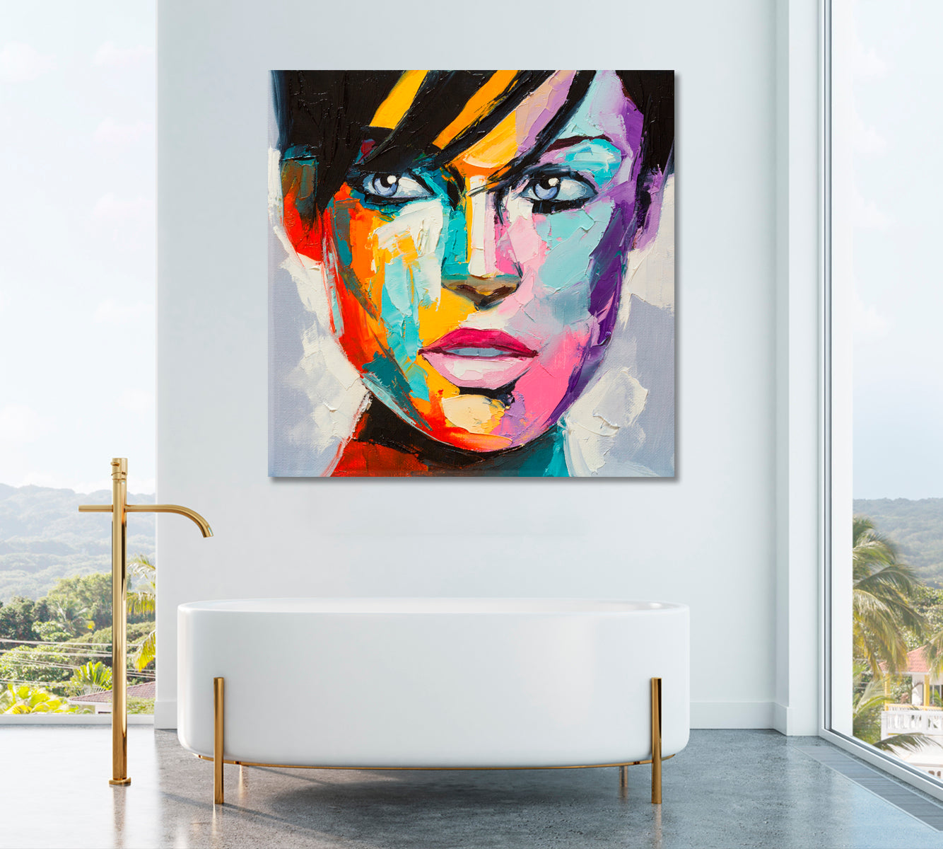 Colorful Woman Portrait Canvas Print ArtLexy   