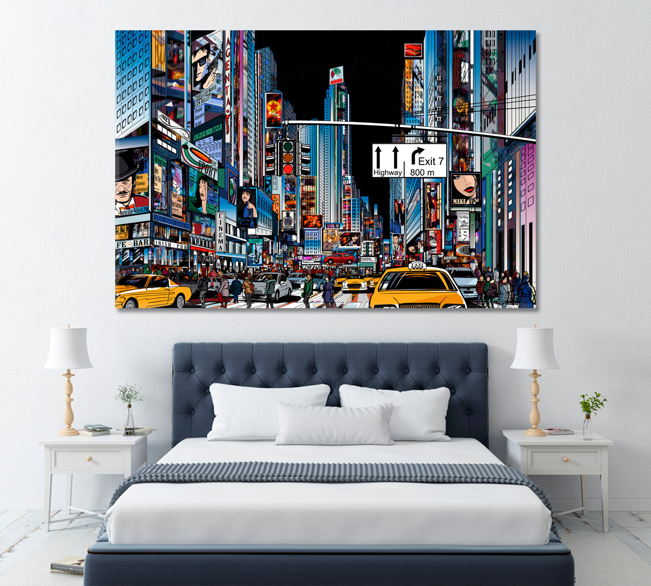 New York at Night Canvas Print ArtLexy 1 Panel 24"x16" inches 