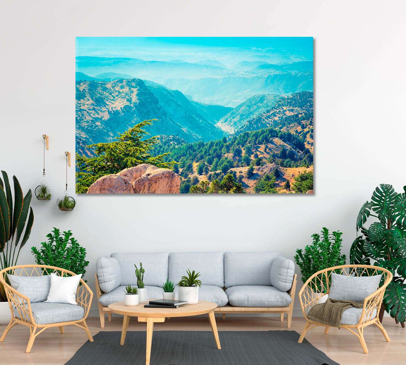 Mountains with Cedar Trees Forest Lebanon Canvas Print ArtLexy 1 Panel 24"x16" inches 