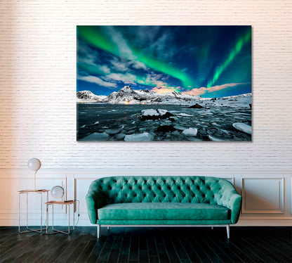 Aurora Borealis Norway Canvas Print ArtLexy 1 Panel 24"x16" inches 