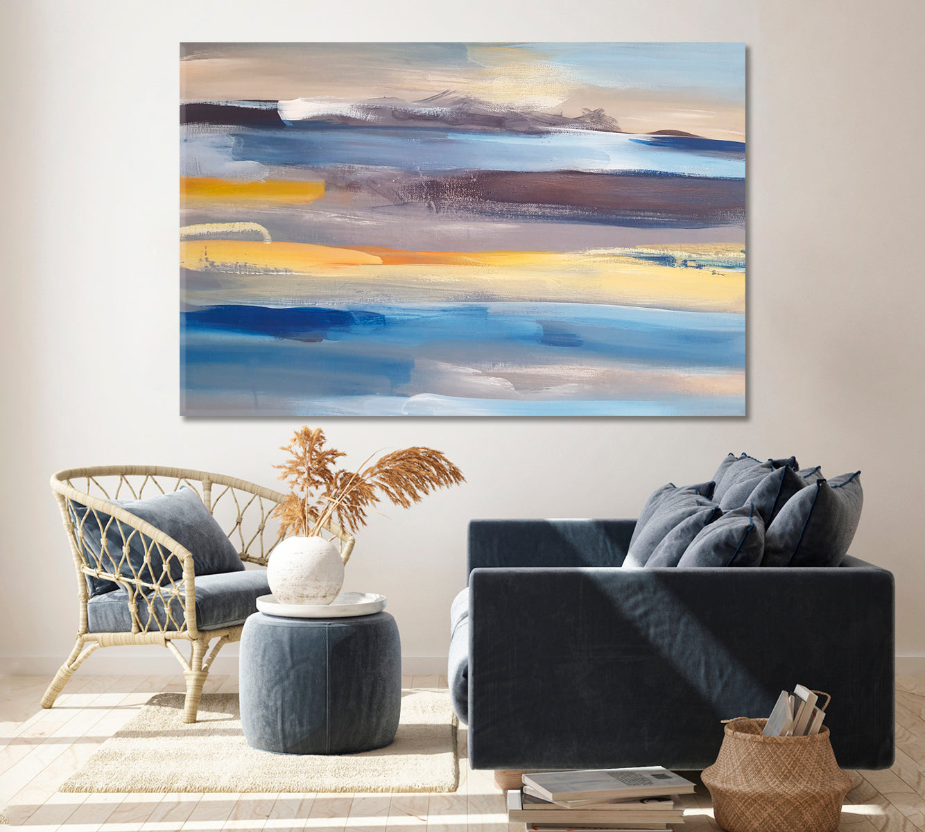 Abstract Pastel Brush Strokes Canvas Print ArtLexy 1 Panel 24"x16" inches 