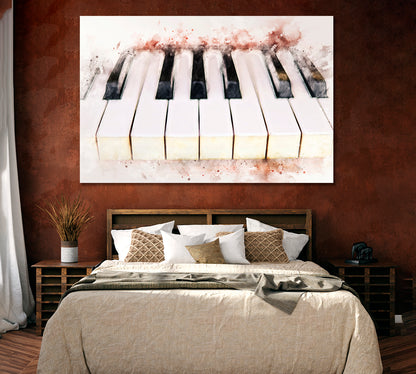 Abstract Watercolor Piano Keyboard Canvas Print ArtLexy 1 Panel 24"x16" inches 