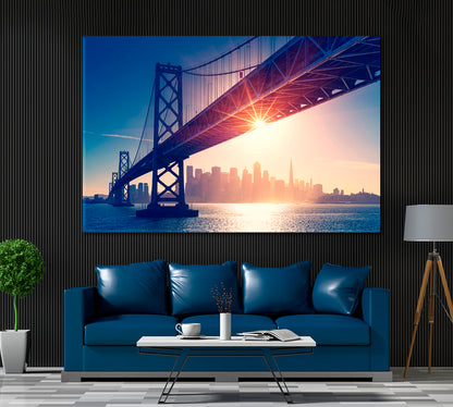 San Francisco Oakland Bay Bridge Canvas Print ArtLexy 1 Panel 24"x16" inches 