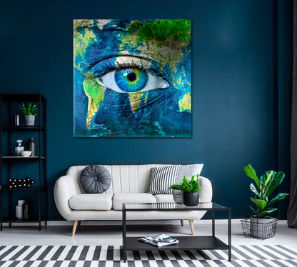 Planet Earth and Human Eye Canvas Print ArtLexy   
