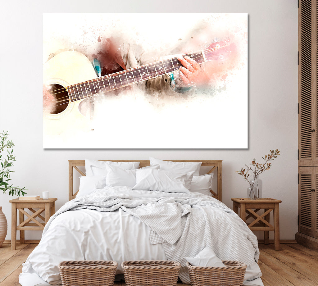 Man Playing Guitar Canvas Print ArtLexy 1 Panel 24"x16" inches 