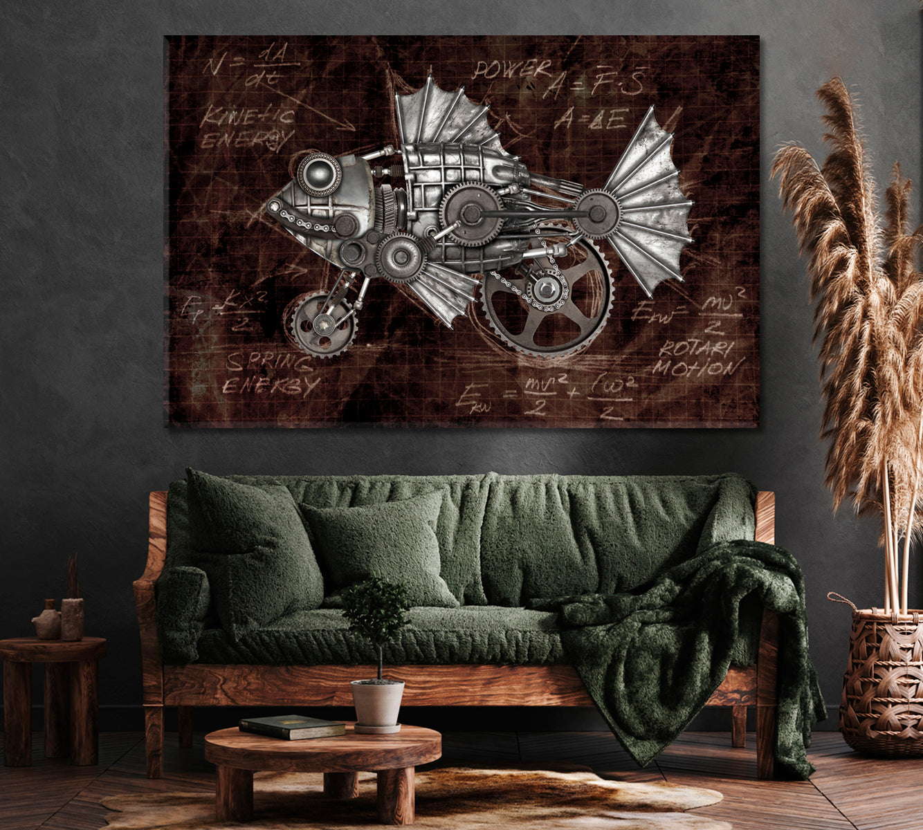 Steampunk Fish Canvas Print ArtLexy 1 Panel 24"x16" inches 