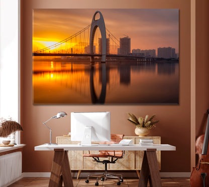 Modern Building of Financial District in Guangzhou Canvas Print ArtLexy 1 Panel 24"x16" inches 