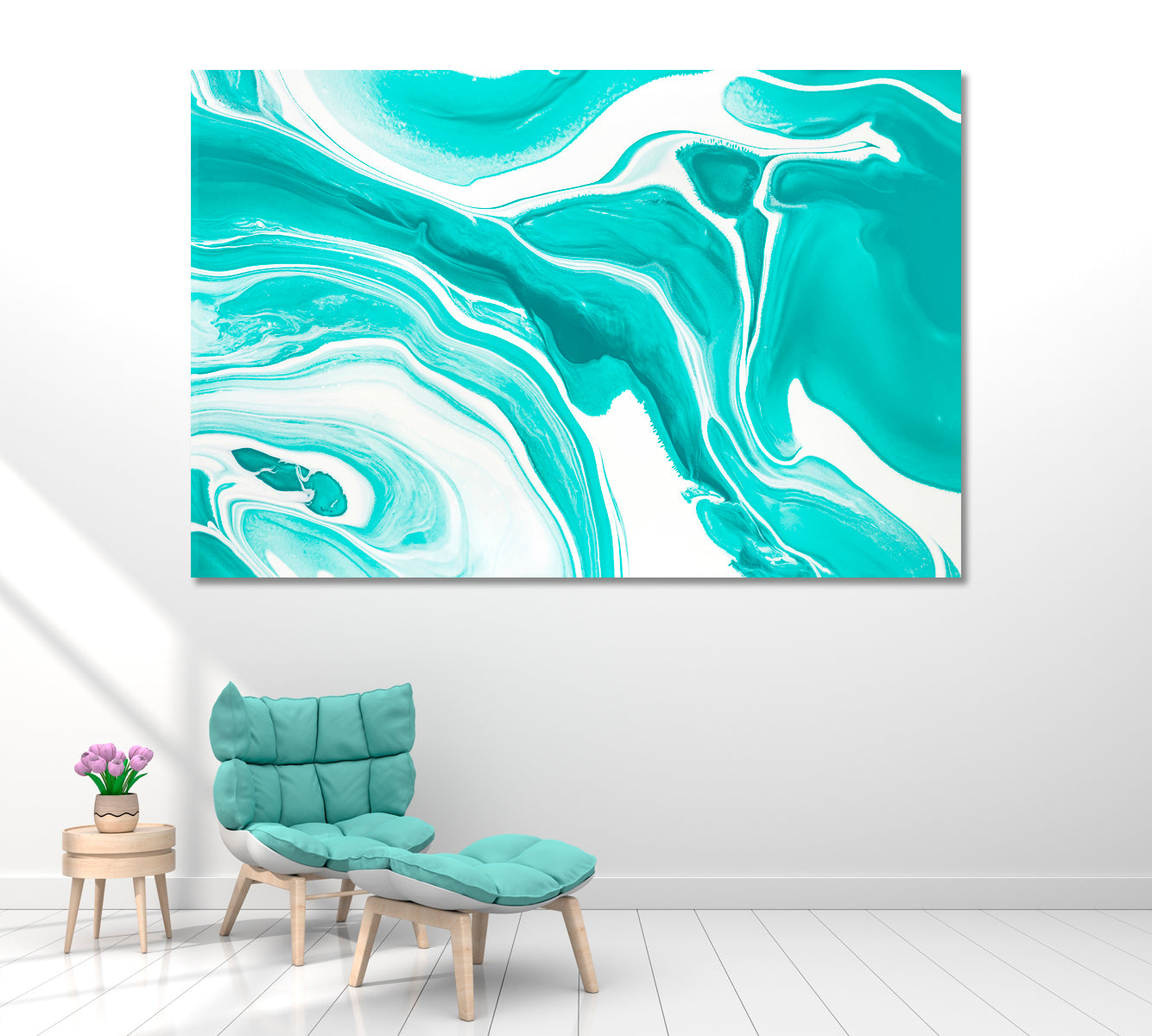 Abstract Mint Green Marble Canvas Print ArtLexy 1 Panel 24"x16" inches 