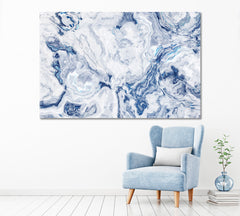 White Marble with Blue Veins Canvas Print ArtLexy 1 Panel 24"x16" inches 