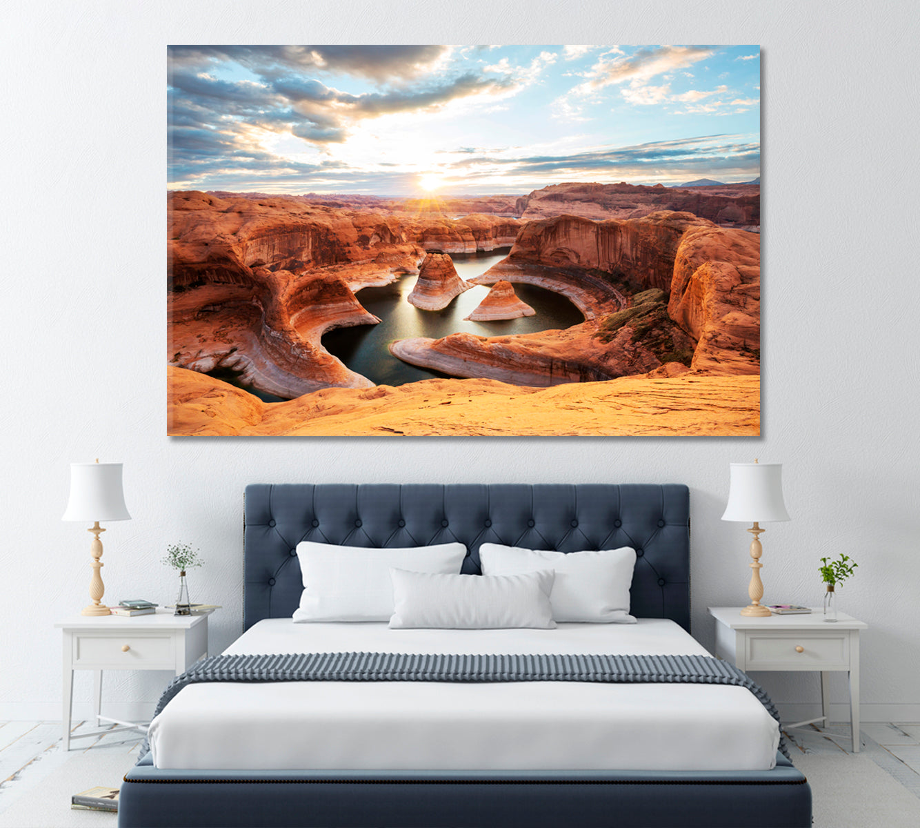 Reflection Canyon in Powell Lake USA Canvas Print ArtLexy 1 Panel 24"x16" inches 