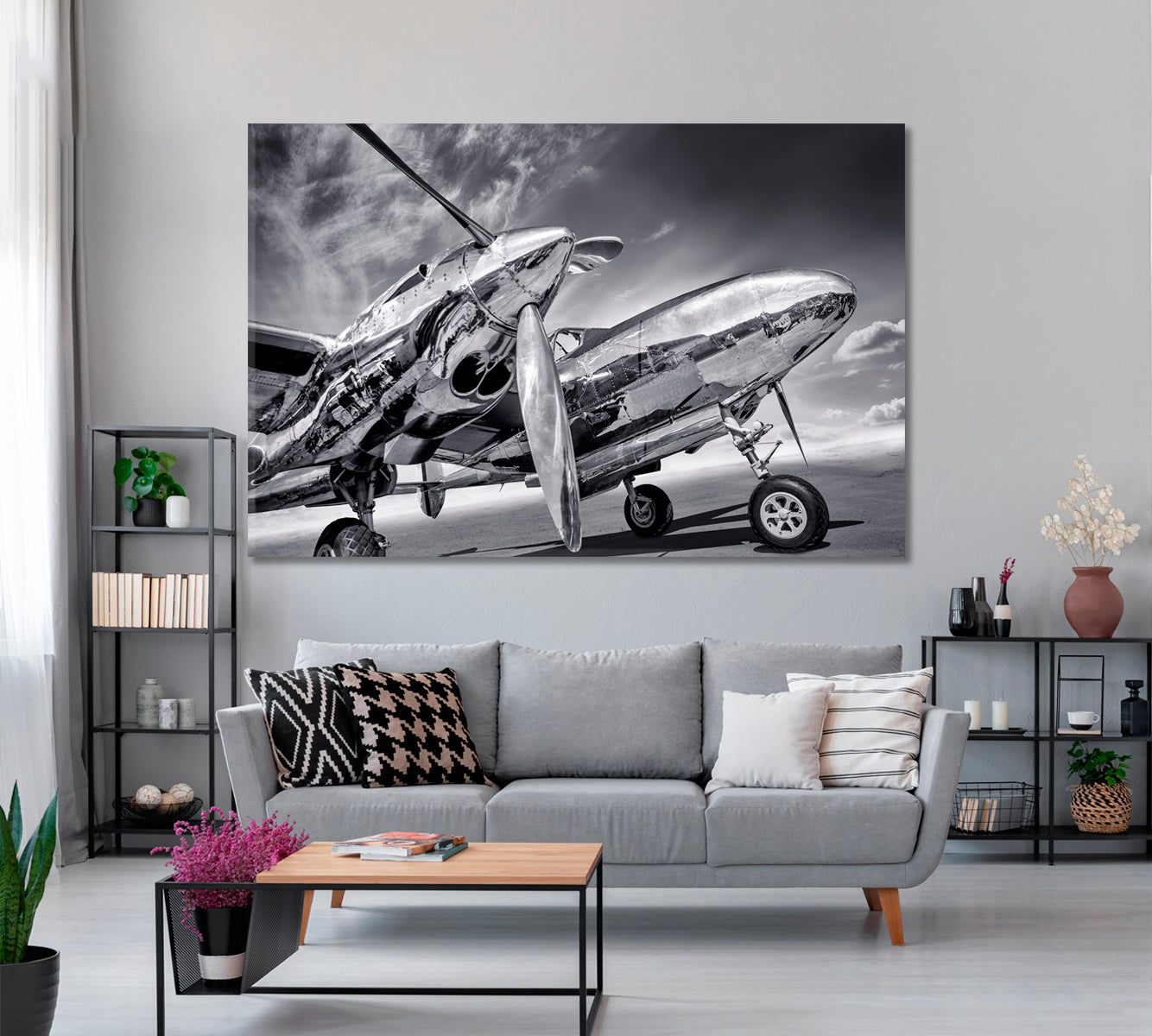Sports Plane on Runway Canvas Print ArtLexy 1 Panel 24"x16" inches 