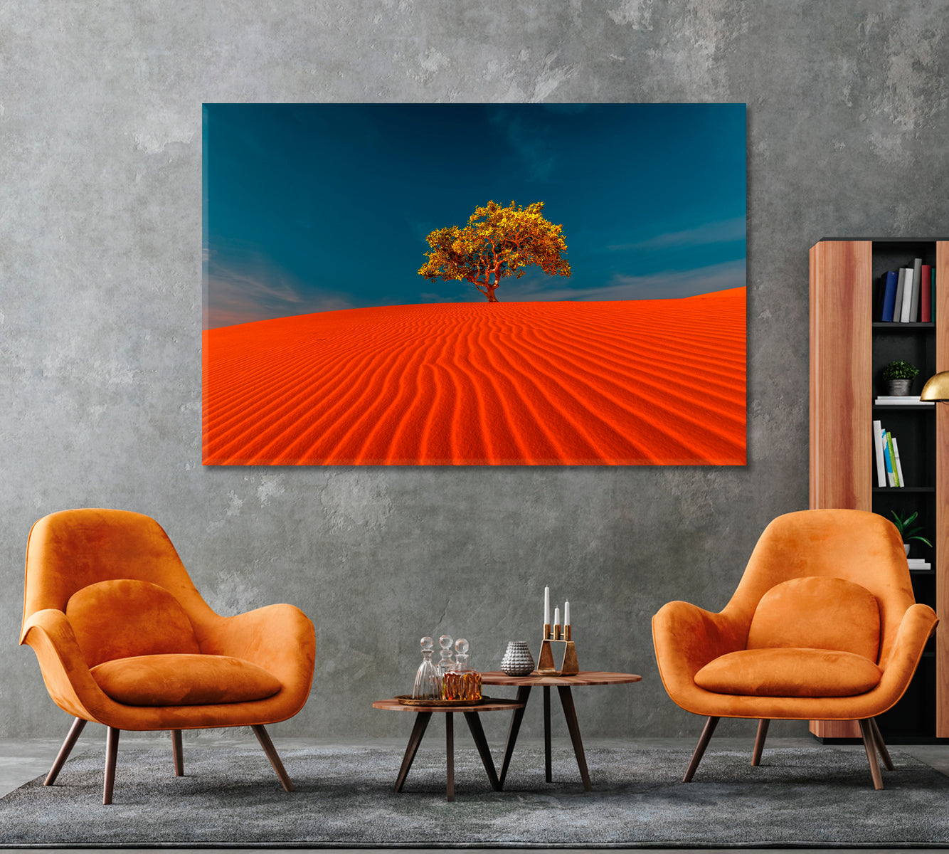 Lonely Tree in Sandy Desert Canvas Print ArtLexy   
